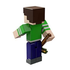 Minecraft Creeper Shirt Steve Action Figure, 3.25-in, with 1 Build-a-Portal Piece & 1 Accessory, Building Toy Inspired by Video Game, Collectible Gift for Fans & Kids Ages 6 Years & Older