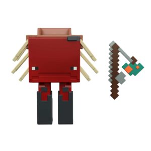mattel minecraft craft-a-block strider figure, authentic pixelated video-game characters, action toy to create, explore and survive, collectible gift for fans age 6 years and older