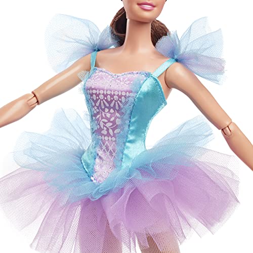 Barbie Signature Doll, Ballet Wishes Posable Brunette with Ballerina Costume, Tutu, Tiara and Pointe Shoes