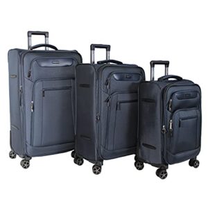 dejuno executive new generation 3-piece spinner luggage set with usb port, navy