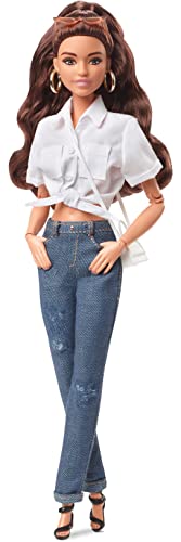 Barbie Signature @BarbieStyle Fully Posable Fashion Doll (Brunette) with 2 Tops, Skirt, Jeans, Jacket, 2 Pairs of Shoes & Accessories, Gift for Collectors