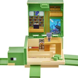 Minecraft Transforming Turtle Hideout, Authentic Pixelated Video-Game Role Play, Electronic, Action Toy to Create, Explore and Survive, Steve, Turtle, Collectible Gift for Fans Age 6 Years and Older