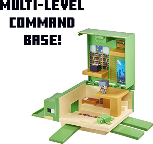 Minecraft Transforming Turtle Hideout, Authentic Pixelated Video-Game Role Play, Electronic, Action Toy to Create, Explore and Survive, Steve, Turtle, Collectible Gift for Fans Age 6 Years and Older