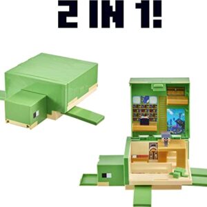 Minecraft Transforming Turtle Hideout, Authentic Pixelated Video-Game Role Play, Electronic, Action Toy to Create, Explore and Survive, Steve, Turtle, Collectible Gift for Fans Age 6 Years and Older