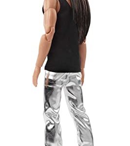 Barbie Signature Barbie Looks Ken Doll (Long Brunette Hair) Fully Posable Fashion Doll Wearing Black Tank Top & Metallic Pants, Gift for Collectors