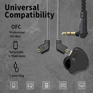 YINYOO CCZ Melody in-Ear Monitors Earphones Headphones Wired Earbuds Without Microphone IEM HiFi Bass with 1DD 1BA, Ear fins, 4N OFC Cable for Musicians, Singer, on Stage, Studio(no mic, Clear Black)