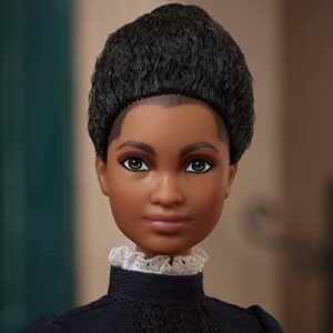 Barbie Inspiring Women Doll, Ida B. Wells Collectible with Blue Dress and Newspaper Accessory