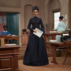 Barbie Inspiring Women Doll, Ida B. Wells Collectible with Blue Dress and Newspaper Accessory