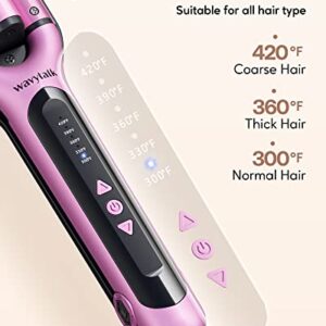 Wavytalk Beach Waves Curling Iron 3 Barrel Deep Hair Waver Hair Crimper Ceramic Curling Wand Beachy Waving Wand Hair Iron Adjustable Heat 300℉ - 420 ℉ Dual Voltage Pink