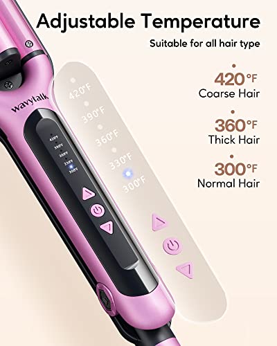 Wavytalk Beach Waves Curling Iron 3 Barrel Deep Hair Waver Hair Crimper Ceramic Curling Wand Beachy Waving Wand Hair Iron Adjustable Heat 300℉ - 420 ℉ Dual Voltage Pink