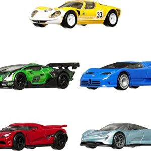 Hot Wheels Premium Car Culture Speed Machines 5-Pack of Toy Cars, Full Metal Body, Real Riders Tires, 1:64 Scale Sports Cars, Gift for Collectors