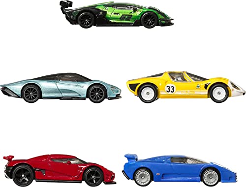 Hot Wheels Premium Car Culture Speed Machines 5-Pack of Toy Cars, Full Metal Body, Real Riders Tires, 1:64 Scale Sports Cars, Gift for Collectors