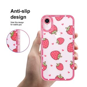 MZELQ Compatible with iPhone XR Case Red Strawberry Cute Pattern, Soft TPU iPhone XR Case for Girls Women + 1* Screen Protector, Camera Hole Protective for iPhone XR Case 6.1 inch