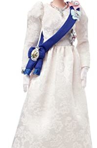 Barbie Signature Queen Elizabeth II Platinum Jubilee Doll Wearing Ivory Gown, Riband, Crown & Gloves, with Doll Stand, Gift for Collectors