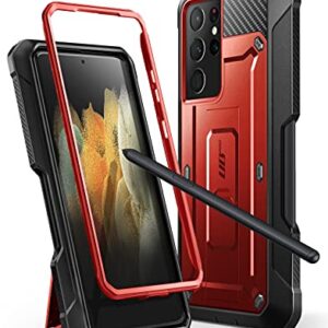 SUPCASE Unicorn Beetle Pro Series Case for Samsung Galaxy S21 Ultra 5G (2021 Release), Full-Body Dual Layer Rugged Kickstand Case with S Pen Slot (Ruddy)