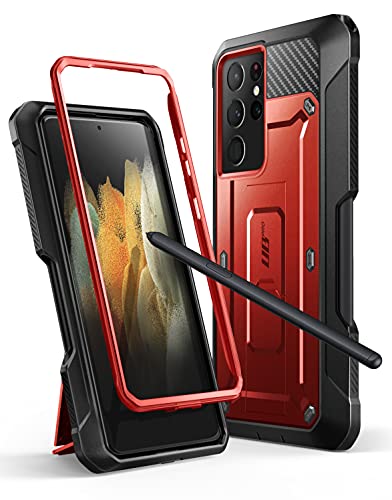 SUPCASE Unicorn Beetle Pro Series Case for Samsung Galaxy S21 Ultra 5G (2021 Release), Full-Body Dual Layer Rugged Kickstand Case with S Pen Slot (Ruddy)