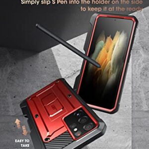 SUPCASE Unicorn Beetle Pro Series Case for Samsung Galaxy S21 Ultra 5G (2021 Release), Full-Body Dual Layer Rugged Kickstand Case with S Pen Slot (Ruddy)