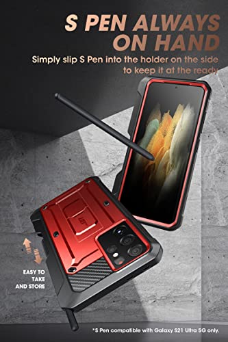 SUPCASE Unicorn Beetle Pro Series Case for Samsung Galaxy S21 Ultra 5G (2021 Release), Full-Body Dual Layer Rugged Kickstand Case with S Pen Slot (Ruddy)