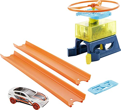 Hot Wheels Track Builder Playset Drone Lift-Off Pack, 6 Component Parts, Includes 1:64 Scale Toy Car