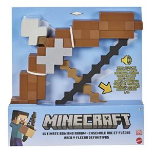 Mattel Minecraft Toys, Ultimate Bow and Arrow with Lights and Sounds, Kid-Sized Role-play Accessory, Gift for Kids and Fans