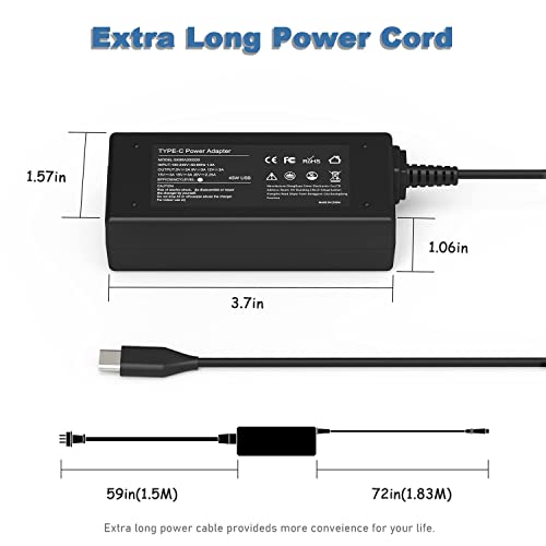 45W USB C Charger for Lenovo Laptop Charger : Lenovo Yoga Charger C740 C940 C930 920 C630 730 720 7i, Lenovo Thinkpad Charger T480 T480s T490 T580 T14 T16 X1,Chromebook,Type C AC Power Adapter Cord