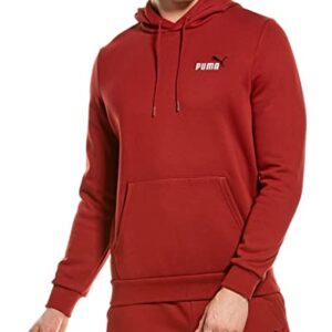 PUMA unisex adult Essentials+ Logo Fleece Hoodie Hooded Sweatshirt, Intense Red, Large US