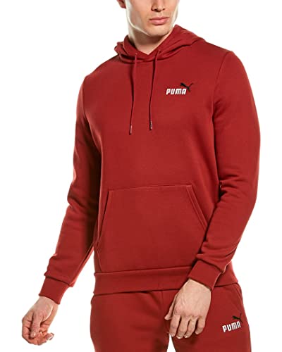 PUMA unisex adult Essentials+ Logo Fleece Hoodie Hooded Sweatshirt, Intense Red, Large US