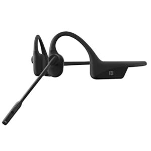 SHOKZ (AfterShokz OpenComm - Bone Conduction Open-Ear Stereo Bluetooth Headset with Noise-Canceling Boom Microphone - Wireless Headset for Mobile Use, with Bookmark