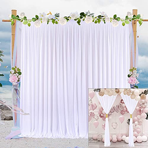 White Backdrop Curtain for Parties Wedding Backdrop Drapes Baby Shower Birthday Anniversary Videos Photography Decorations, 2 Panels, 5ft x 10ft