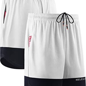 NELEUS Men's 2 in 1 Running Shorts with Liner,Dry Fit Mesh Gym Workout Shorts with Pockets,3 Pack,6094,Black/Grey/White,L