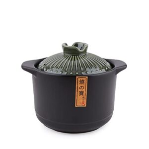 lake tian ceramic cooking pot, clay pot cooking, earthenware pot, japanese donabe, chinese ceramic/casserole/clay pot/earthen pot cookware stew pot stockpot with lid small steam, green 2l/2.1qt