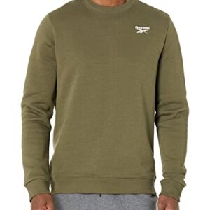 Reebok Men's Standard Crewneck Sweatshirt, Army Green/White Small Logo, Medium