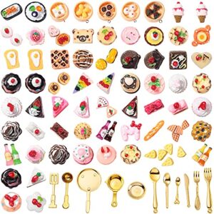 Skylety 92 Pieces Christmas Miniature Food Drinks Toys Christmas Dollhouse Resin Mini Foods for Mini Kitchen Accessories