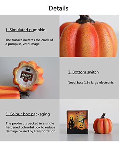 Siyse Halloween simulation pumpkin LED warm light candle lamp resin pumpkin decoration venue decoration props pumpkin lantern-A