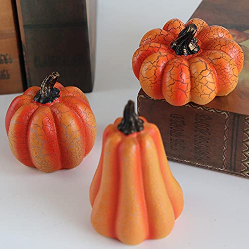 Siyse Halloween simulation pumpkin LED warm light candle lamp resin pumpkin decoration venue decoration props pumpkin lantern-A