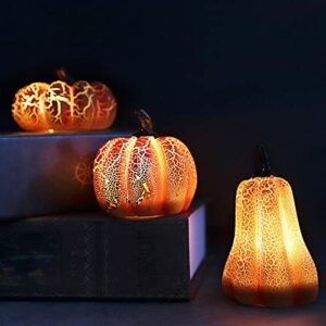 Siyse Halloween simulation pumpkin LED warm light candle lamp resin pumpkin decoration venue decoration props pumpkin lantern-A