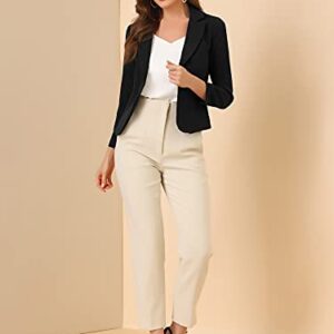 Allegra K Women's Open Front Office Work Business Casual Crop Suit Blazer Jacket Small Black-Solid