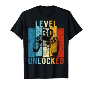 level 30 unlocked video gamer 30 year old 30th birthday gift t-shirt