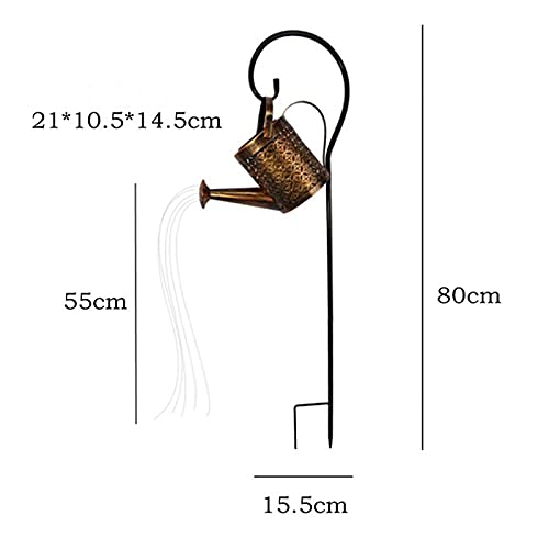 BB&UU Metal Garden Stake Lights,Outdoor Solar Garden Lights,Pathway Hollow Watering Can Solar Light,Decorative Fairy String Light Art Hanging Kettle Lantern-A 15.5x80cm(6x31inch)