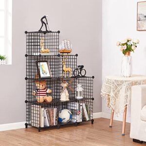 ANWBROAD Wire Cube Storage Organizer, 9 Cube Metal Grid, Wire Shelves Organizer, C grids Panels, Closet Organizer Shelves, Ideal for Bedroom Living Room Office 11.8” x 11.8” Black ULWT009B