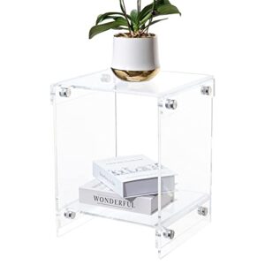 sumerflos acrylic small frame side table/end table/easy assembly, nightstand for living room bedroom home decor- clear