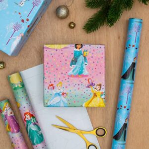 Hallmark Disney Frozen & Princess Multi-Roll Christmas 12M Wrapping Paper Pack - 3 Rolls in 2 Designs