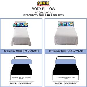 Sonic The Hedgehog Bedding Super Soft Microfiber Zippered Body Pillow Cover, 54 in x 20 in, (Official Sega Sonic Product) Anime