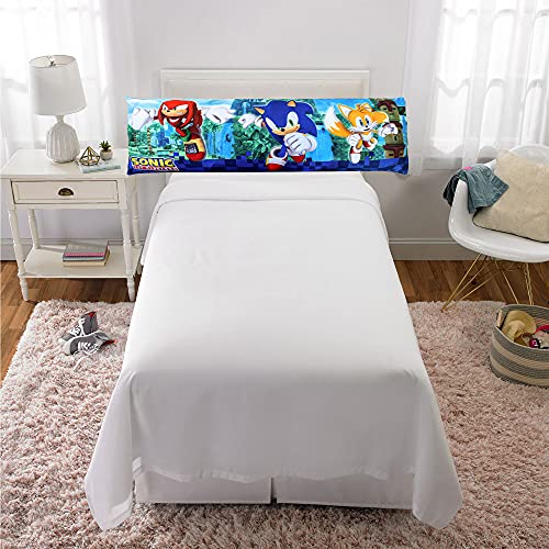 Sonic The Hedgehog Bedding Super Soft Microfiber Zippered Body Pillow Cover, 54 in x 20 in, (Official Sega Sonic Product) Anime