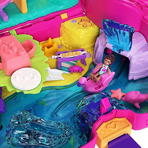 Polly Pocket Travel Toy, Flamingo Party Playset with 2 Micro Dolls and 26 Surprise Accessories, Animal Toy Compact