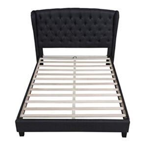 Best Master Furniture Yvette Upholstered Tufted with Wingback Platform Bed, California King, Black