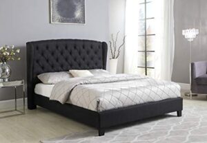best master furniture yvette upholstered tufted with wingback platform bed, california king, black