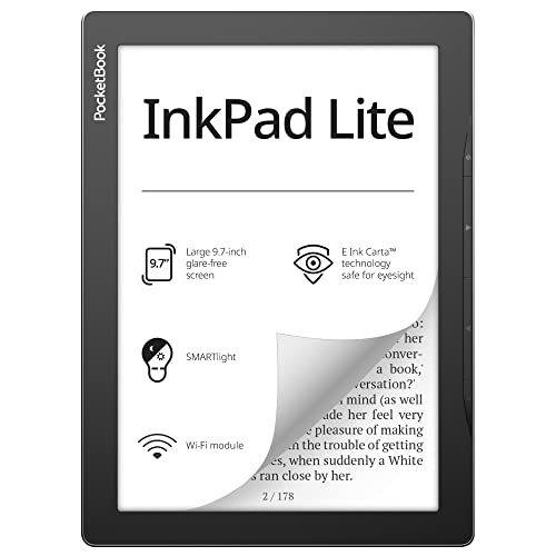 PocketBook InkPad Lite | E-Book Reader with Large E-Ink Screen 9.7ʺ | Glare-Free & Eye-Friendly E-Reader | Wi-Fi | Adjustable SMARTlight | Micro-SD Slot | E-Readers for Kids, Adults & Seniors