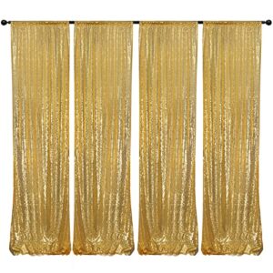 wenmer gold sequin backdrop curtain 4 pcs 2 x 8ft sequin backdrops shimmer photo backdrop background curtains glitter curtain backdrop for party decoration photo studio
