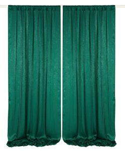cytdkve 2 panels 4.8 feet x 10 feet hunter green velvet-like wedding backdrop curtain drapes, silky soft window curtains panels for wedding ceremony birthday party decorations